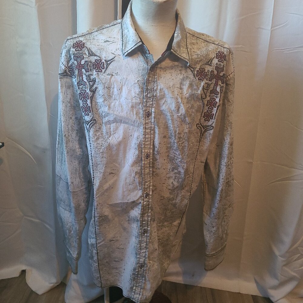 Mens L/S button front shirt Roar - 2XL - Enough Excuses - Embroidered